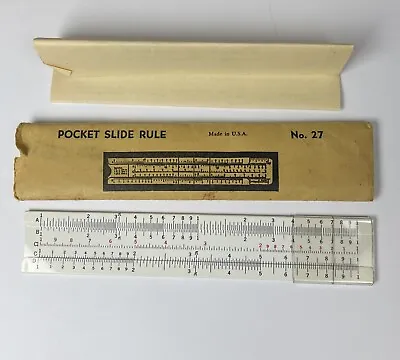 C-Thru Ruler Company Vintage Pocket Slide Rule No. 27 W/Instructions • $21.60