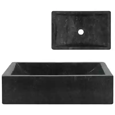 High Gloss Black Marble Wash Basin Handmade Natural River Stone Rustic Sink • $179.85