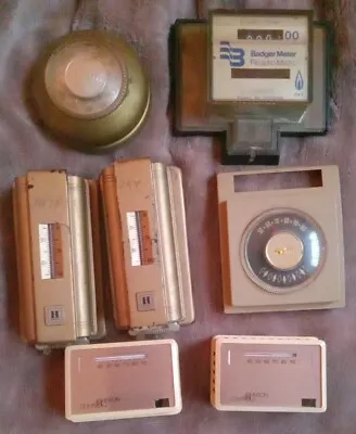 Lot Of 7 Vintage Thermostats Honeywell Taco Badger Meter Read-o-Matic Johnson • $59.99