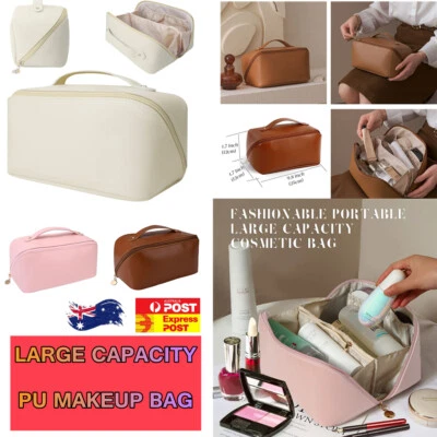 $12.90 • Buy Large Capacity Travel Cosmetic Bag Makeup Brushes Slots Dividers Organizer Pouch