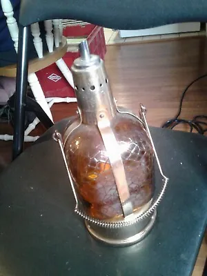 Vintage Amber Glass With Metal Musical Decanter • $14.36