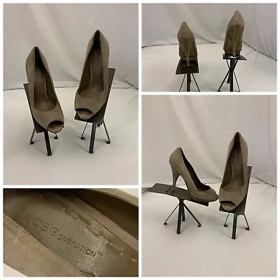 BCBGeneration Heels 8 B Tan 8b Leather 4.5 Inch Heel Open Toe 38 Eur EUC • $22.99