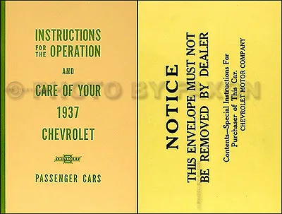 1937 Chevy Car Owners Manual With Envelope 37 Chevrolet Owner Guide Book • $92.24