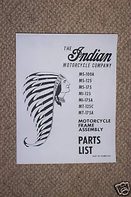 Indian Frame Parts List MS MI MT 100 125 175 Dirtbike  • $15