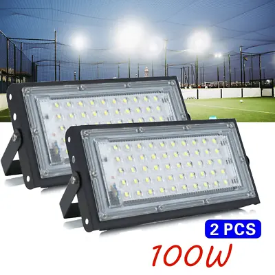 2pcs 100W LED Security Floodlight Flood Lights In/outdoor Garden Lamp Waterproof • £8.95