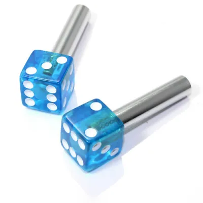 2 Clear Blue Dice Interior Door Lock Knobs Pins For Car-Truck-HotRod-Classic • $16.95