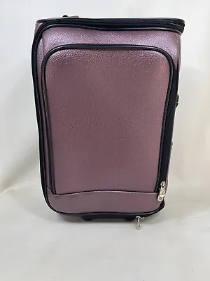 Joy Mangano Leather Luggage Ensemble Wheels & Tote Carry On Metallic Maroon • $59.95