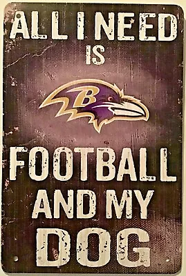 TIN SIGN 8x12 Baltimore Ravens NFL Football Team Sports Funny Dog Man Cave (A53) • $11.99