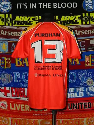 5/5 London Broncos Harlequins Adults XL #13 Purdham Rugby League Shirt Jersey • £65.99