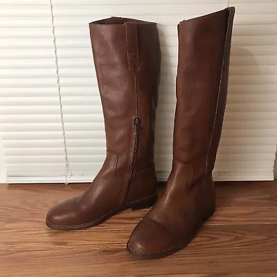 MADEWELL Winslow Brown Leather Knee High Riding Boots English Saddle Womens 6 • $38.39