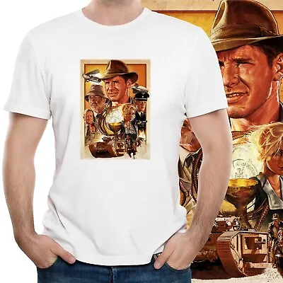 Indiana Jones Art T-shirt - Movie Poster 80s Shark Film Retro Yolo Gift TV Funny • £9.99