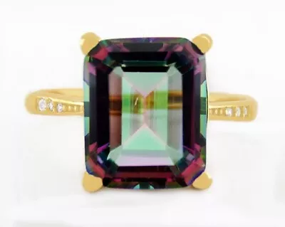 MYSTIC TOPAZ  3.88 Cts  & WHITE SAPPHIRES RING .925 Silver (Yellow) - NWT • $0.99