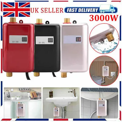 Kitchen Basin Use 3000W Electric Tankless Instant Hot Water Heater Under SinkTap • £46.99