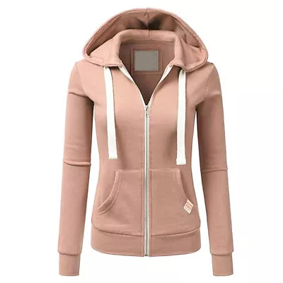 $18.42 • Buy Ladies Zip Up Hoodie Sweatshirt Womens Casual Jacket Hooded Tops Sportswear US