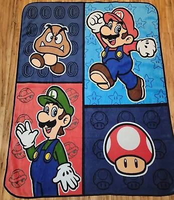 Super Mario Fleece Throw Blanket 50 In X 60 In Soft Warm Video Game Nintendo • $25