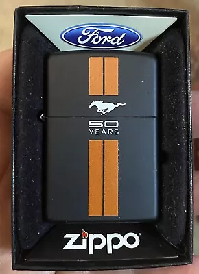 NEW Sealed Zippo 50 Year Anniversary Ford Mustang Logo Textured Zippo • $99.99