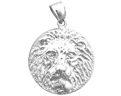Rhodium Plated 925 Sterling Silver Lion Head Medallion • $62.99