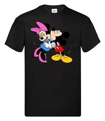 DisneyMickey And Minnie Mouse Kissing T-Shirt Valentines Day Gift Women KidsMen  • £7.49