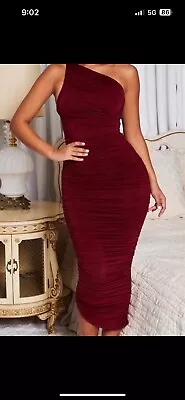 Burgundy Oh Polly Midi Dress • £20