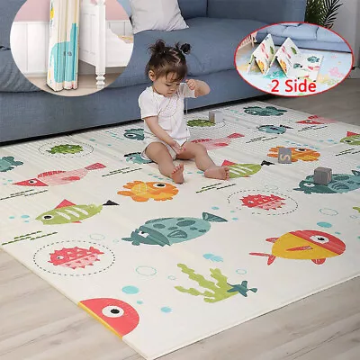 2 Sided Baby Foam Play Mat Foam Crawling Soft Blanket Cartoon Waterproof Picnic • £23.50