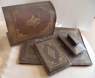 Vintage Florentine Gilt Leather Desk Set -marked LUTI Firenze Italy • $299