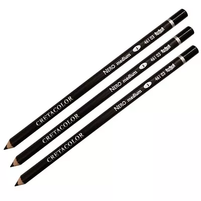 3 X Cretacolor Artists Nero MEDIUM Black Oil Pastel Pencils. • £8.60