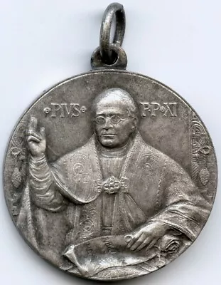 1925 Vatican Pope Pius Xi Medal Pendant 26mm 72g • $10