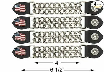 USA American Flag Leather Vest Extender (4 Set) Motorcycle Chain Free Shipping • $22.99