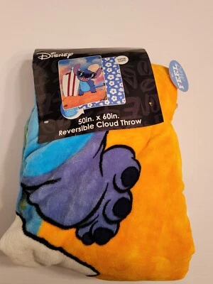 $37 • Buy DISNEY LILO AND STITCH REVERSIBLE PLUSH THROW  50 Inch X 60 Inch New