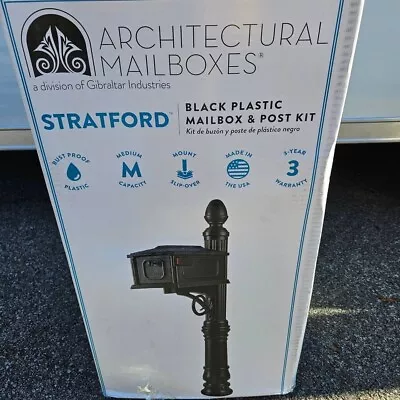 Architectural Mailbox + Post Combo Corrosion Resistant Decorative Plastic Black • $88.99