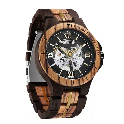 HOT Men Watch Wooden Watches Mechanical Man Watch Hollow Out Wristwatches Gifts • $77.39