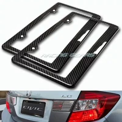 2 X Type-1 Real Carbon Fiber Weave License Plate Holder Cover Frame Universal • $29.95
