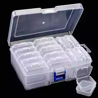 14pcs Clear Plastic Bead Storage Box Containers With Lid For Jewellery And Craft • £9.99