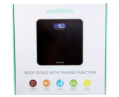 ActiVIVA Voice Talking Digital LCD Display Body Weight Bathroom Scale BLACK • $40.99