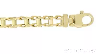 14k Yellow Gold Shiny Rail Road Style Fancy Link Men's Bracelet • $701