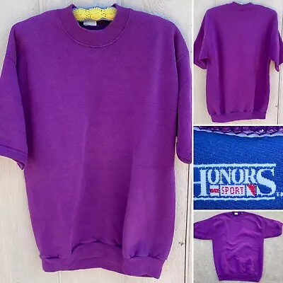 Vintage Short Sleeve Sweatshirt Purple Honors Sport 90s 1990s Size L • $61.75