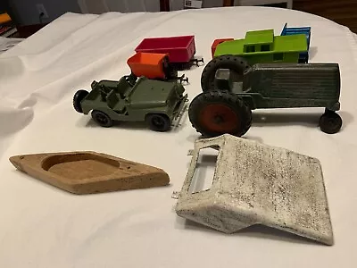 Vintage 1960's Toy Parts Lot SLIKTOYS Aluminum Tractor Jeep Wooden Canoe Train • $12.99