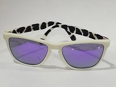 Oakley Frogskins White Leopard Frame Sunglasses Blue Polarized Lens Women Men • $99.95