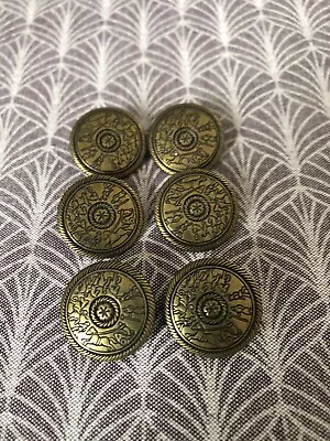 6 X New Vintage Metal Gold Toned Horse/People Buttons. 23mm • £4.99