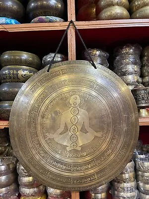 17 Inches Seven Chakra Mantra Carving Tibetan Gong  Nepal Temple Gong Meditation • $260