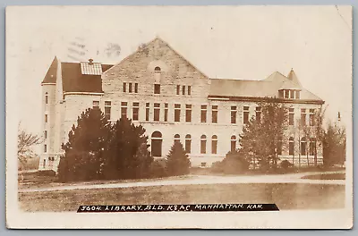 RPPC Postcard Library Building K.S. Agri. College Manhattan Kansas *C5549 • $6.75