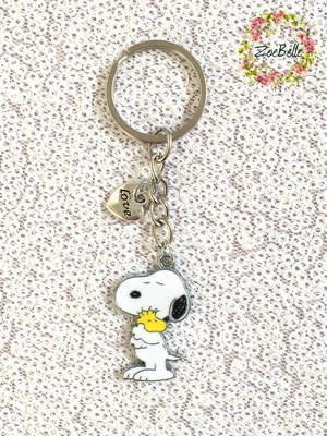 £4.50 • Buy SNOOPY & WOODSTOCK Best Friends Peanuts Cute Beagle Dog Keyring Keychain & Bag