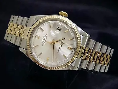 Rolex Datejust Mens 2Tone Gold Stainless Steel Watch With Silver Dial 1601 • $4499.98