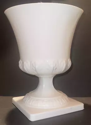 Vintage E.O Brody White Milk Glass Greek Key Wheat Pattern Wide Low Pedestal USA • $22.99