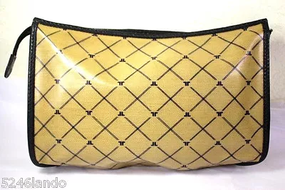  Vintage LANVIN Coated Canvas Toiletery Cosmetics Clutch Handbag Bag Italy  • $84.60