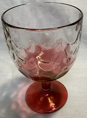 Vintage 1950’s Bartlett Collins Cranberry Red 12 Oz Ripple Thumbprint Goblet • $6.95