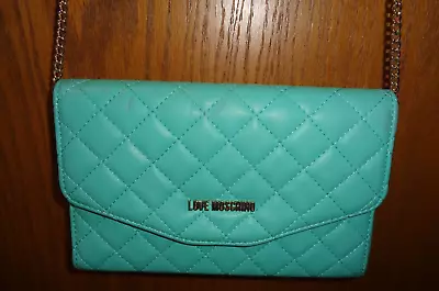 Love Moschino Green Teal Quilted Gold Chain Purse Bag • $39.99