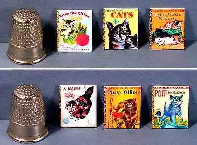  Dollhouse Miniature 1:12  Set Of 6 Little Golden Books  Cat And Kitten Covers • $5.99