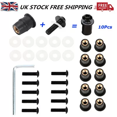 £8.55 • Buy M5 Motorcycle Windscreen Windshield Fairing Screen Nut Bolt Aluminum Screws X10