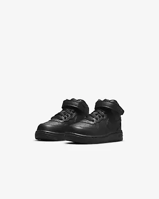 Nike Air Force 1 Mid TD Triple Black Toddler Size 7.5C 314197-004 NIB Baby Shoes • $54.95